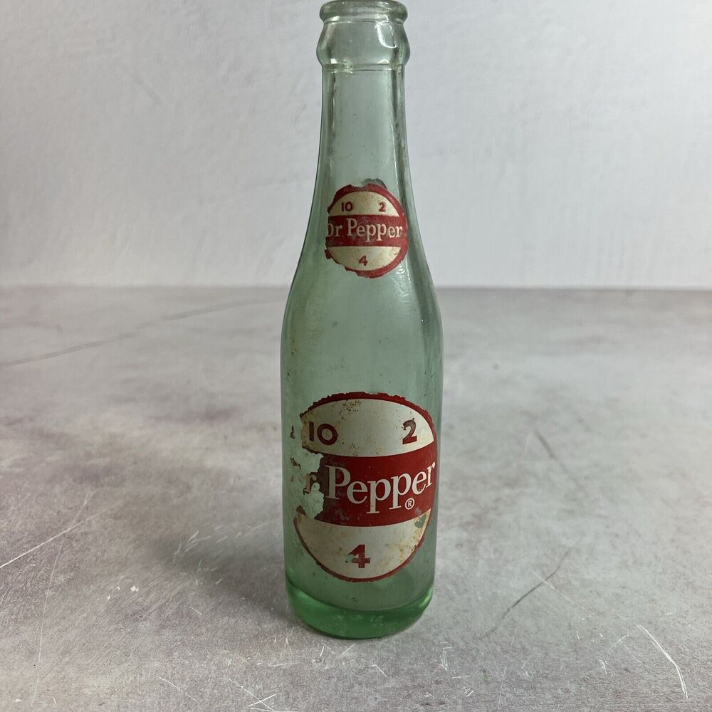 Vintage Dr Pepper Soda Bottle 10oz White‎ Red 10 2 4 Empty